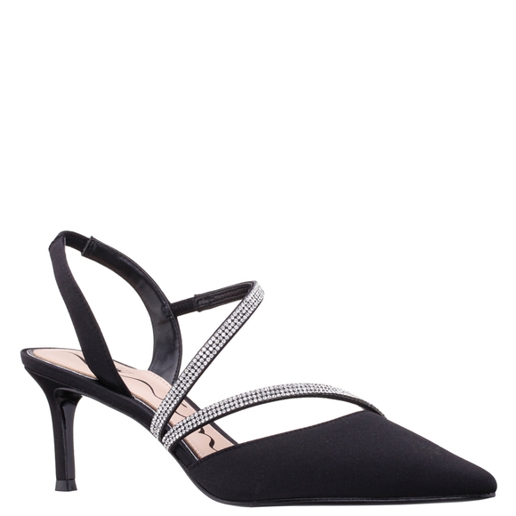 Nina Black Heels with Silver Accents - Picture 1 of 3